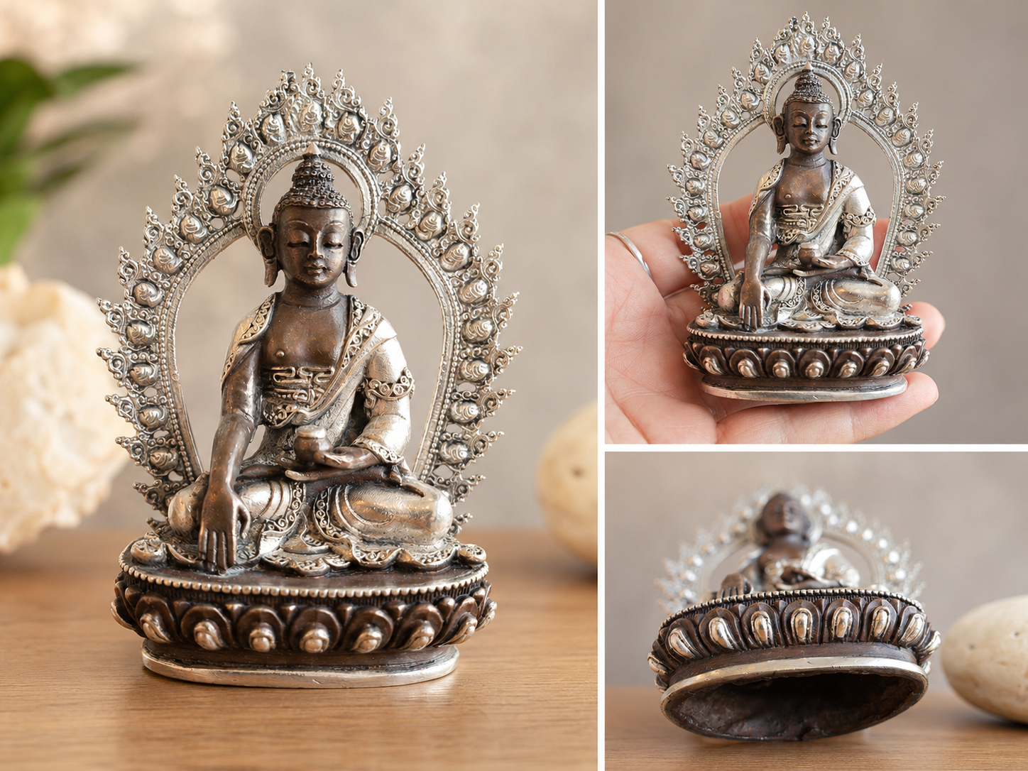 Statue de Bouddha en métal – Bouddha de la Médecine (Bhaishajyaguru)