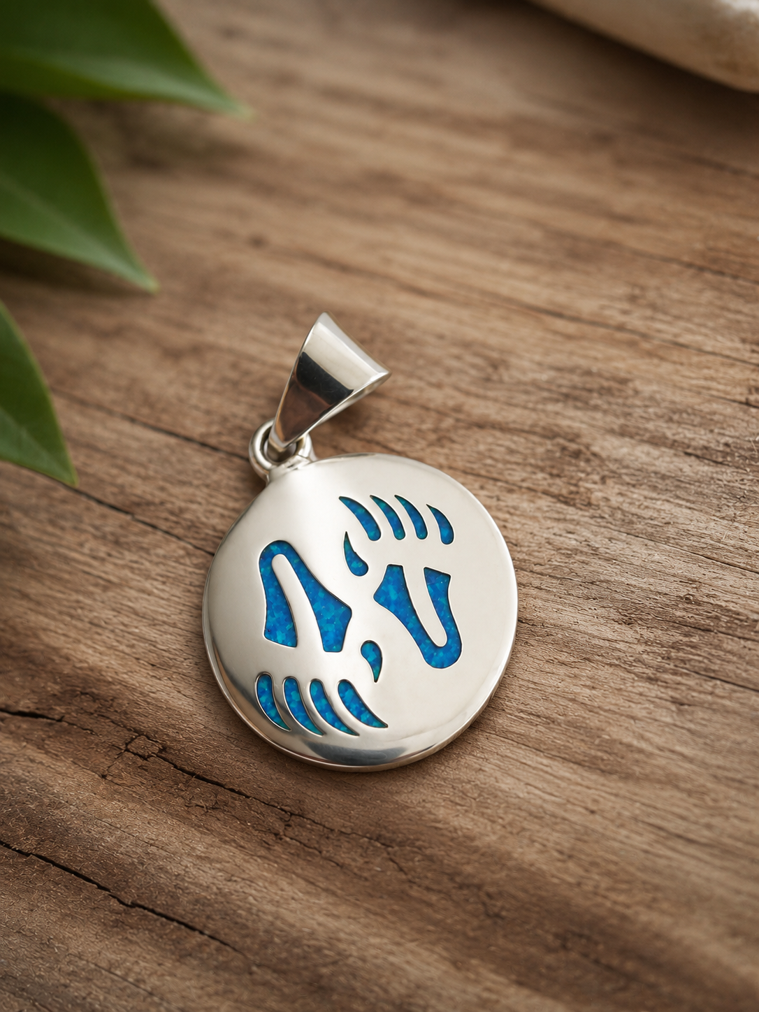 Pendentif Ours – Argent 925 & turquoise