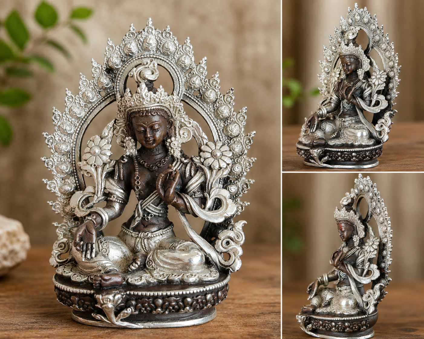 Statuette de Tara Blanche – Bronze et finition argent