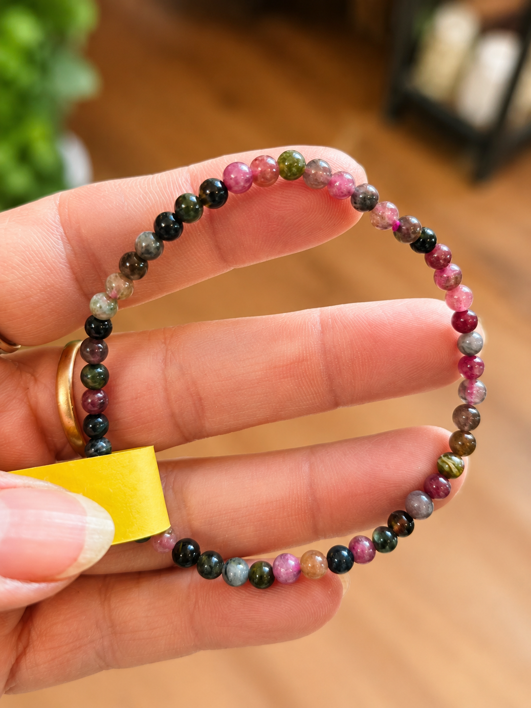 Bracelet en tourmaline melon d'eau - 4mm