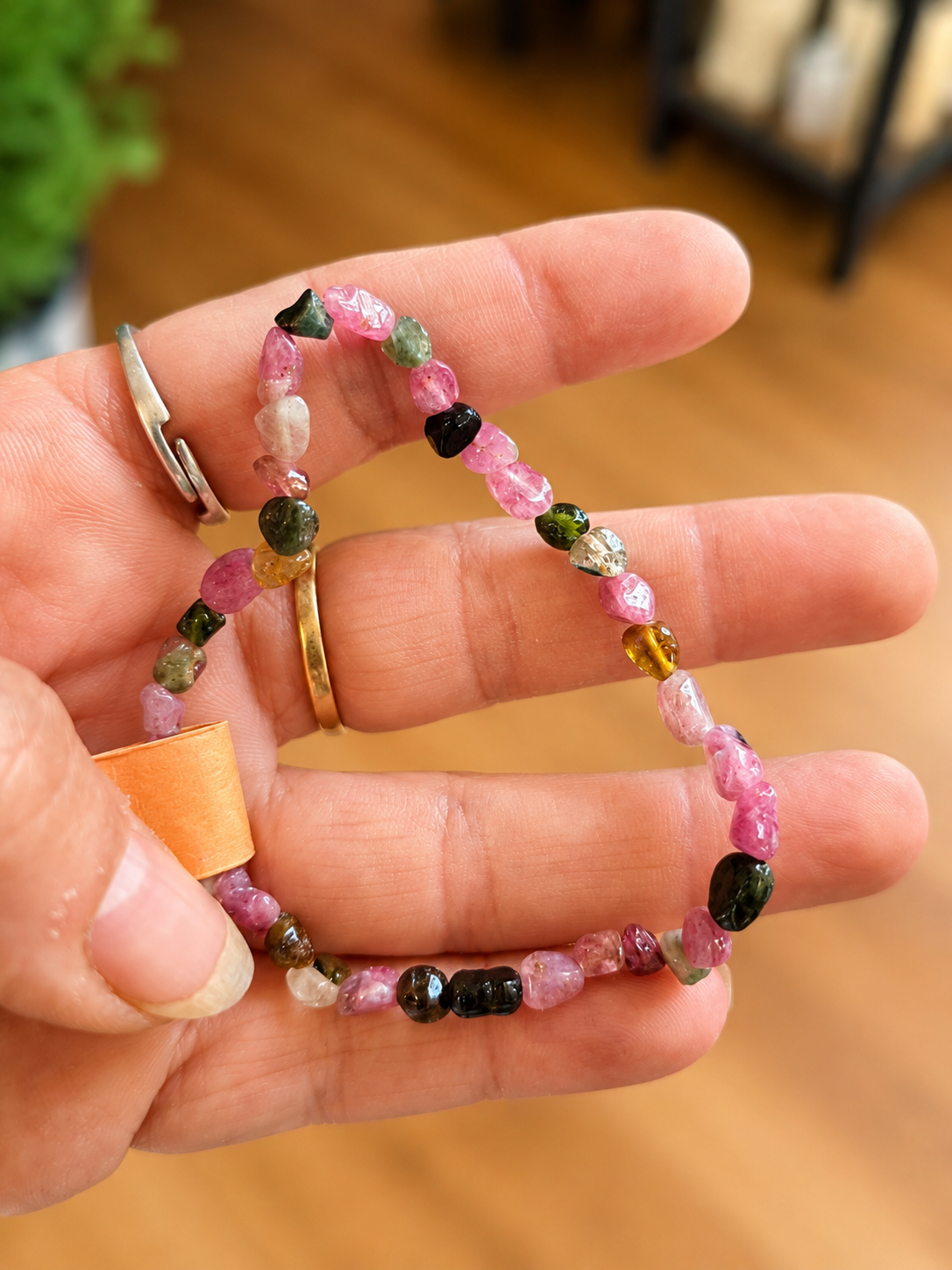 Bracelet en tourmaline melon d'eau - irregulier