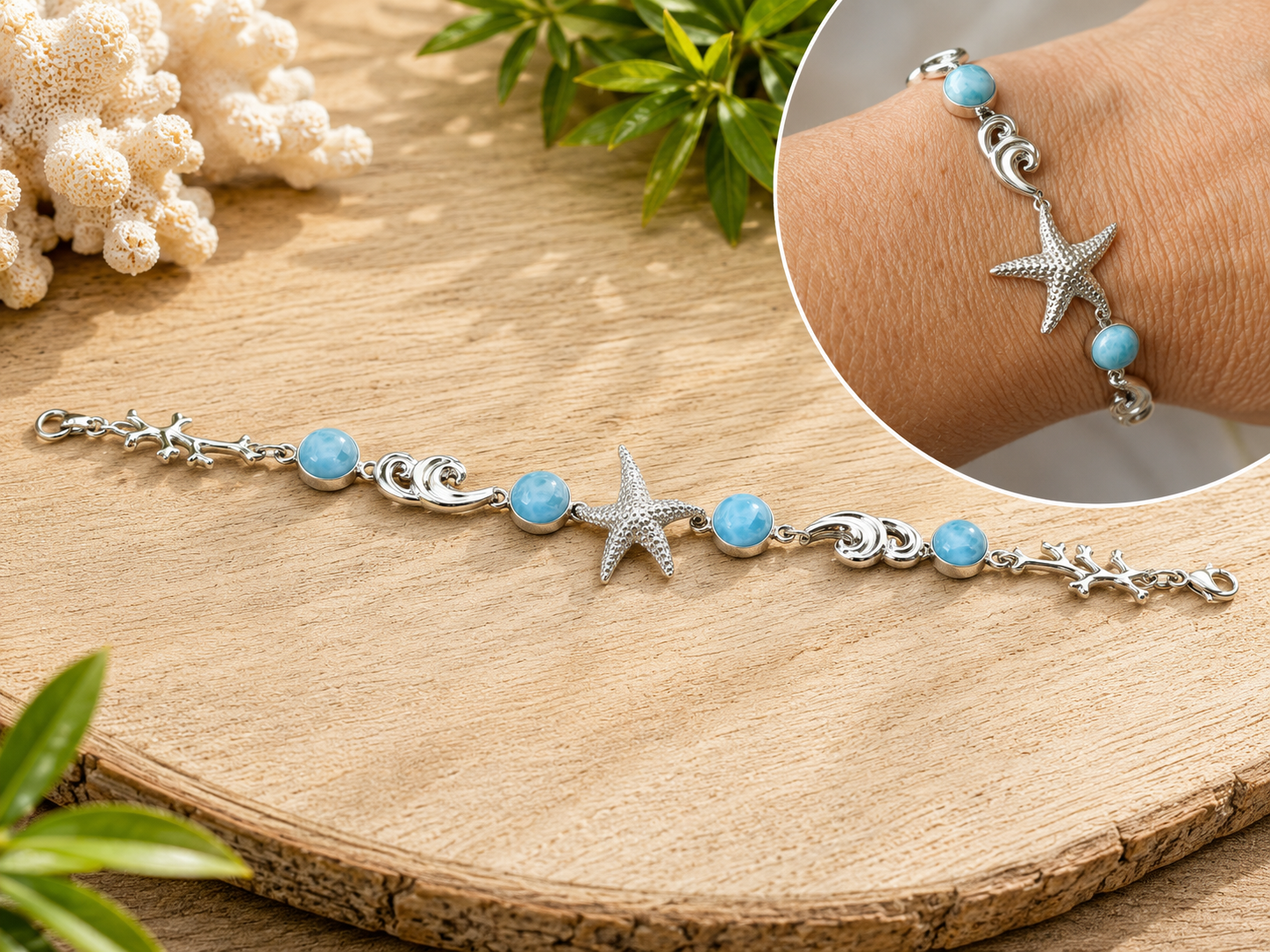 Bracelet Éclats de Mer en Larimar – Argent 925