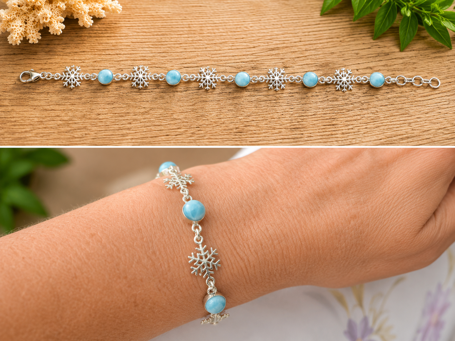 Bracelet Flocons de Neige en Larimar – Argent 925