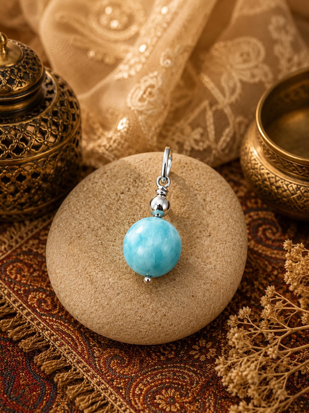 Pendentif Perle de Larimar – Argent 925