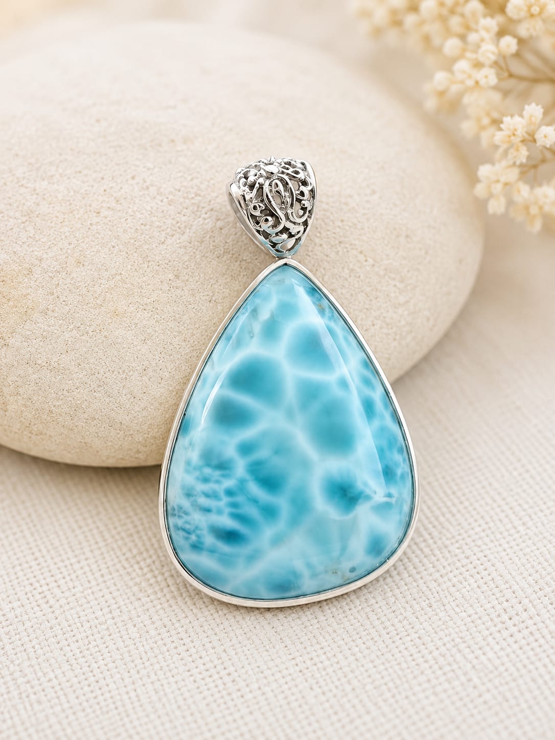 Pendentif argent et larimar